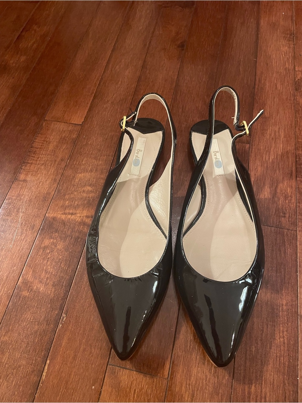 Boden Black Patent Leather Slingback Pointed Toe Flats - 10.5